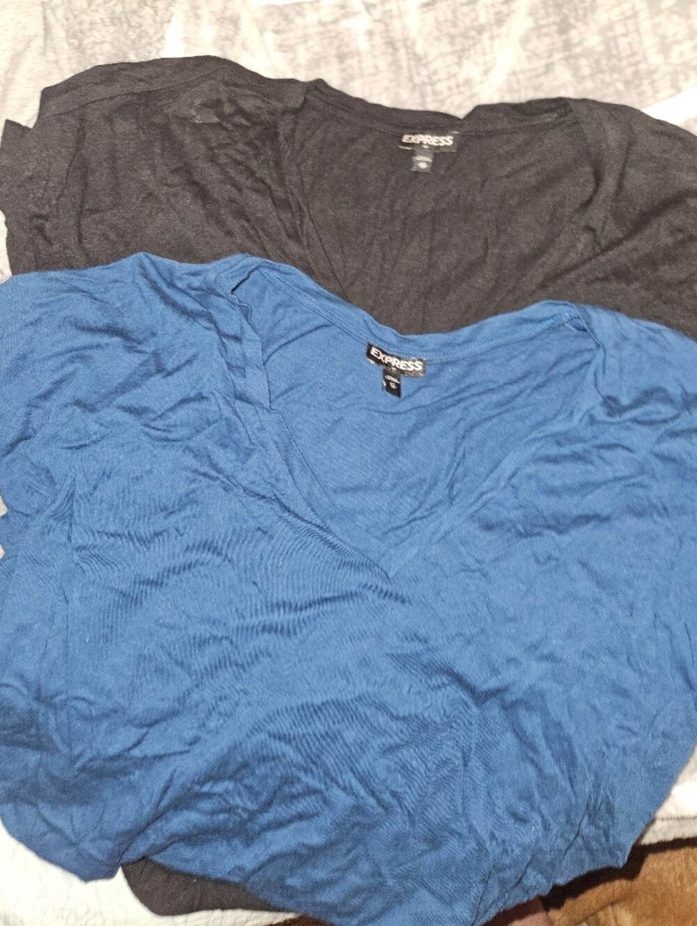 Express V-Neck Tee Pair — Blue & Charcoal Gray